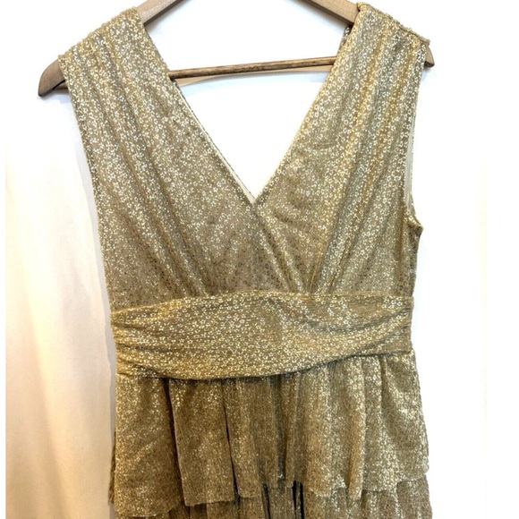 Lilly Pulitzer Faye Dress Gold Ruffle Mini - Size Medium - Picture 5 of 7